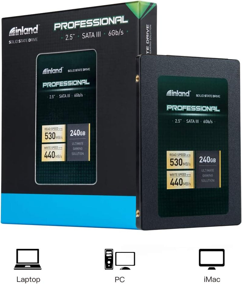 240GB 3D NAND SATA III 2.5" Internal Solid State Drive - Up to 530MB/s Read & 440MB/s Write Speeds, Ideal for Laptop and Desktop PC Upgrades