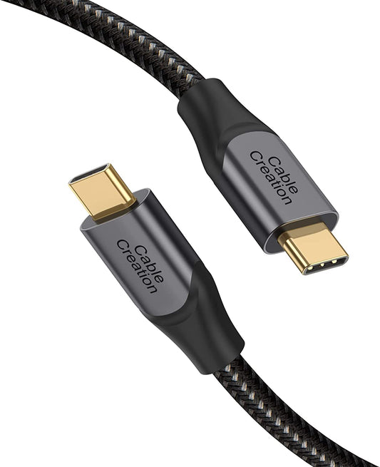 10FT USB C to C Cable, 100W 20V/5A Braided Fast Charging Cable, 480Mbps Data Transfer for MacBook Pro, iPad Air, XPS, Galaxy S23/S23+/S22/S21, Compatible with Other USB C Devices, Gray