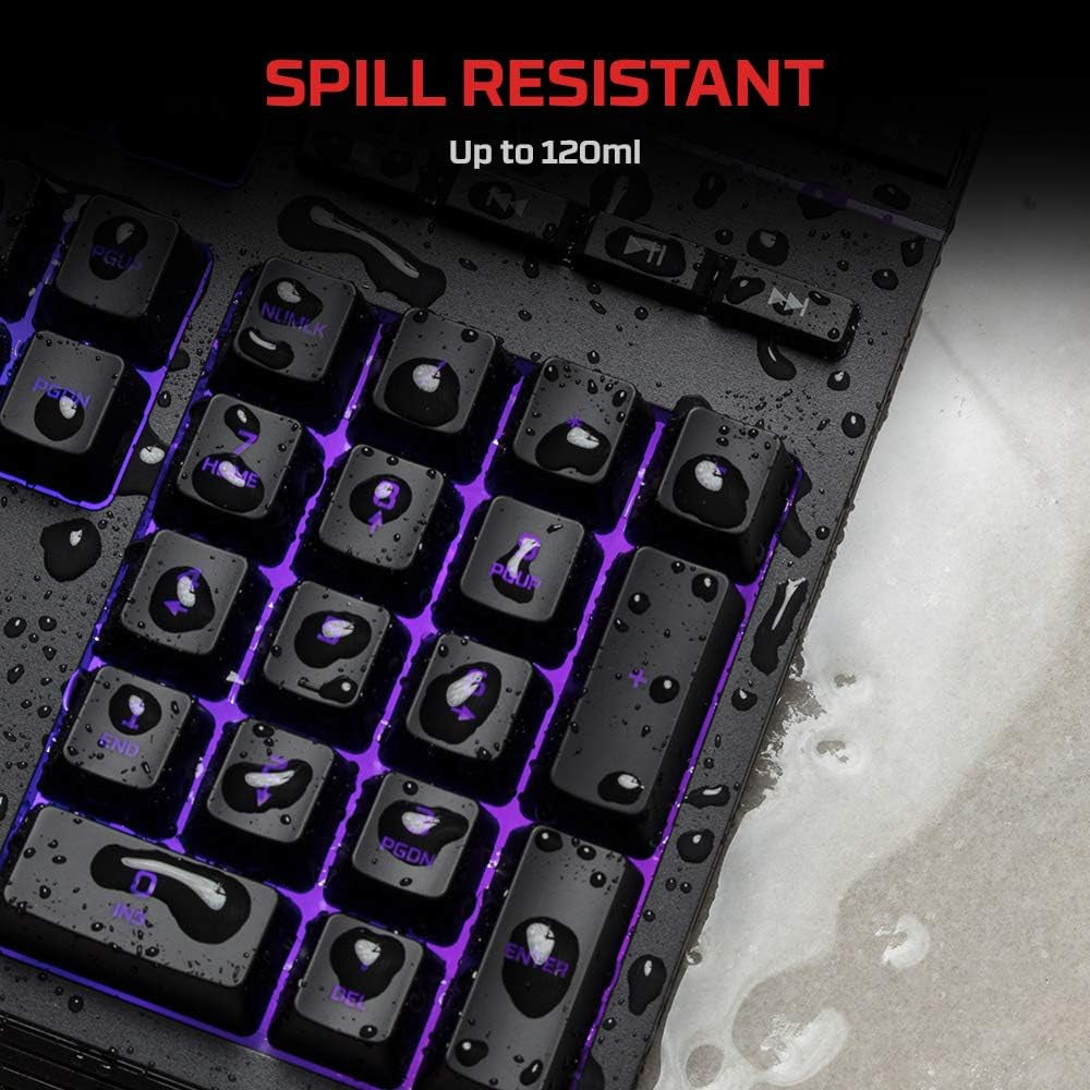 Alloy Core RGB Membrane Gaming Keyboard - Ergonomic Silent Keys with RGB Lighting, Spill Resistant Design, Dedicated Media Controls, Compatible with Windows 10/8.1/8/7 - Black