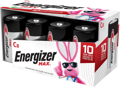 Premium Alkaline C Cell Batteries - MAX C Batteries (Pack of 8)