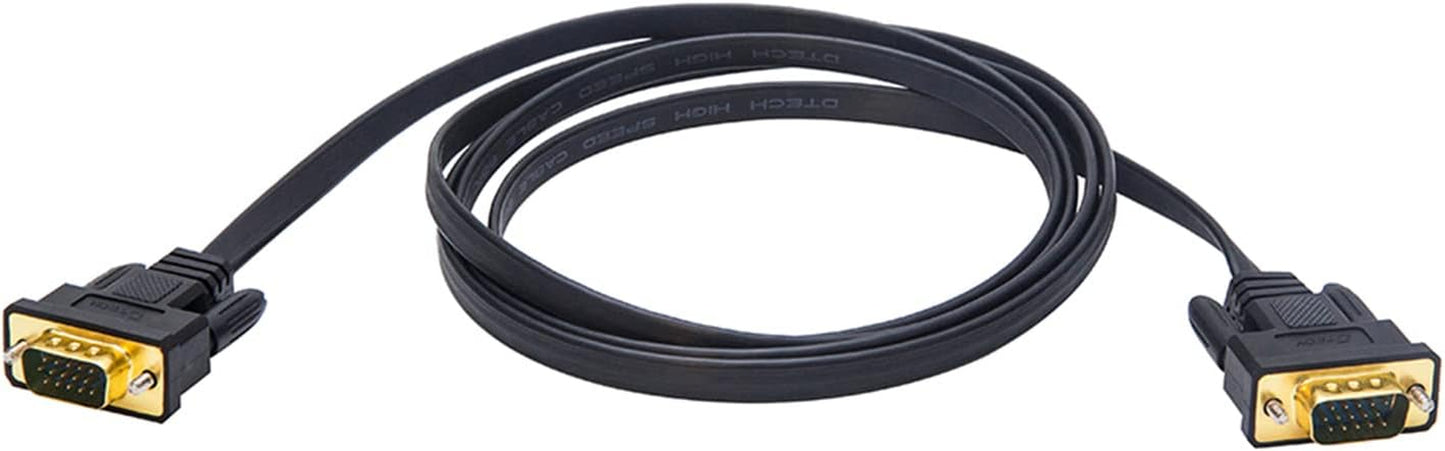 6-Foot Flat VGA Cable with Standard 15-Pin Male Connectors for Desktop Monitors (Black)