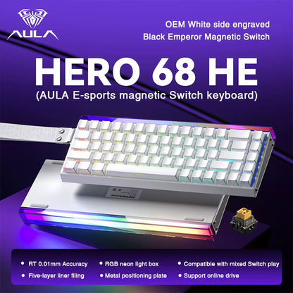 HERO 68HE Magnetic Switch Gaming Keyboard with 8K Return and RGB Lighting for Esports Professionals
