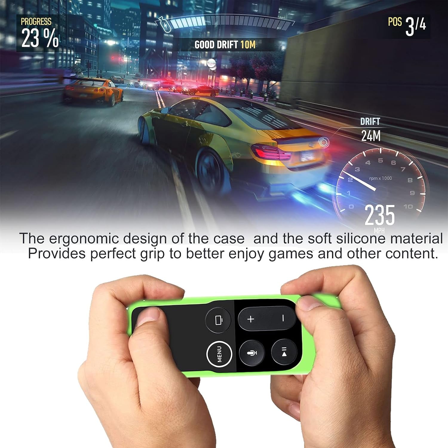 Case for Apple TV 4K and 4th Generation Remote in Chartreuse | Lightweight, Anti-Slip, Shockproof Silicone Cover for Siri Remote Controller