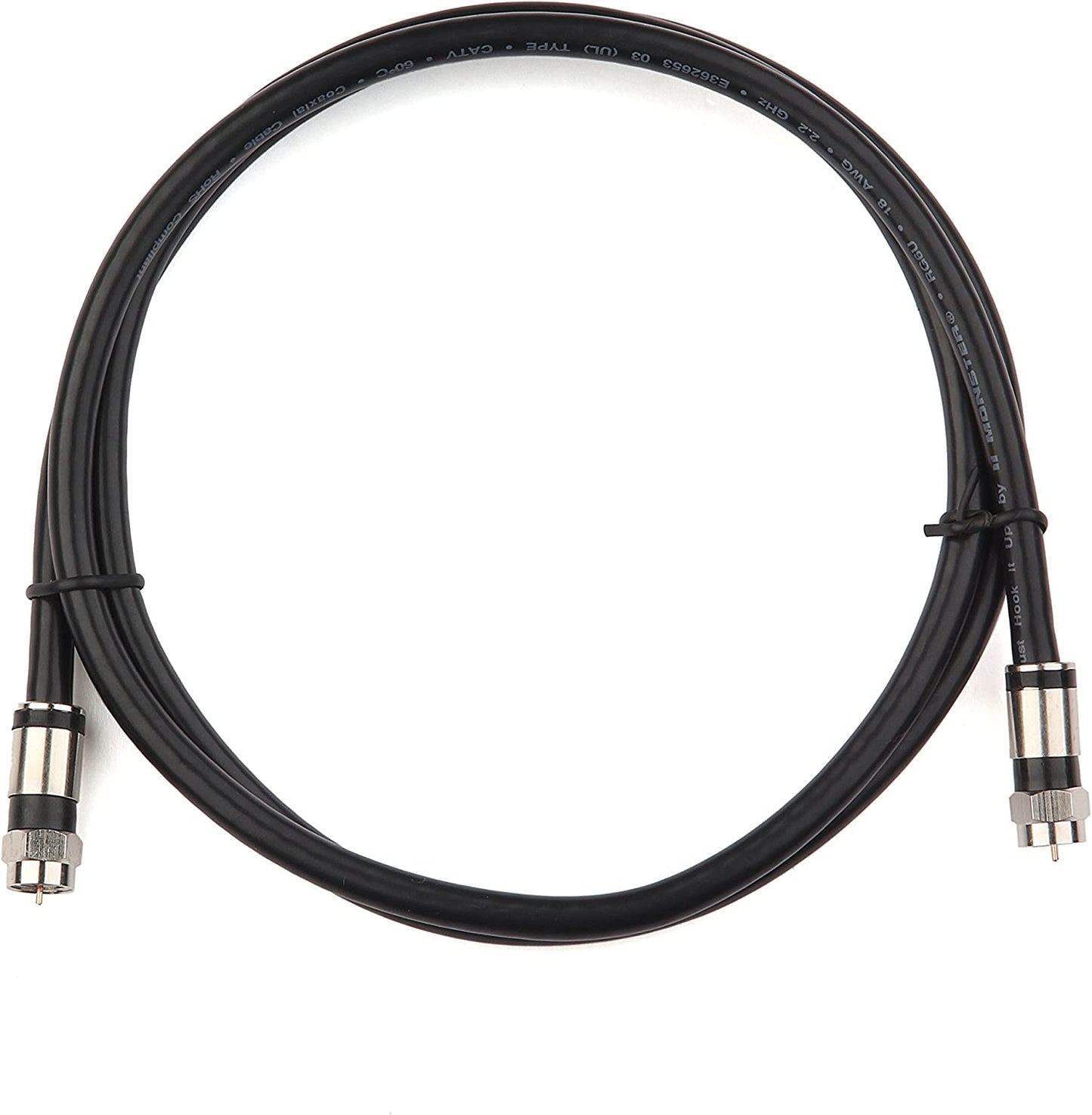 4-Foot Black RG6 Coaxial Cable Extension with F-Type Connector for Satellite TV, Broadband, and Digital Antenna Applications
