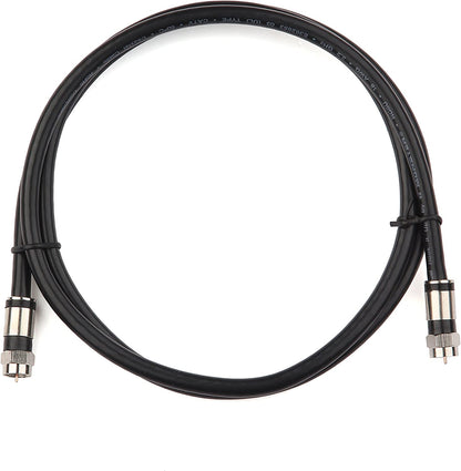 4-Foot Black RG6 Coaxial Cable Extension with F-Type Connector for Satellite TV, Broadband, and Digital Antenna Applications