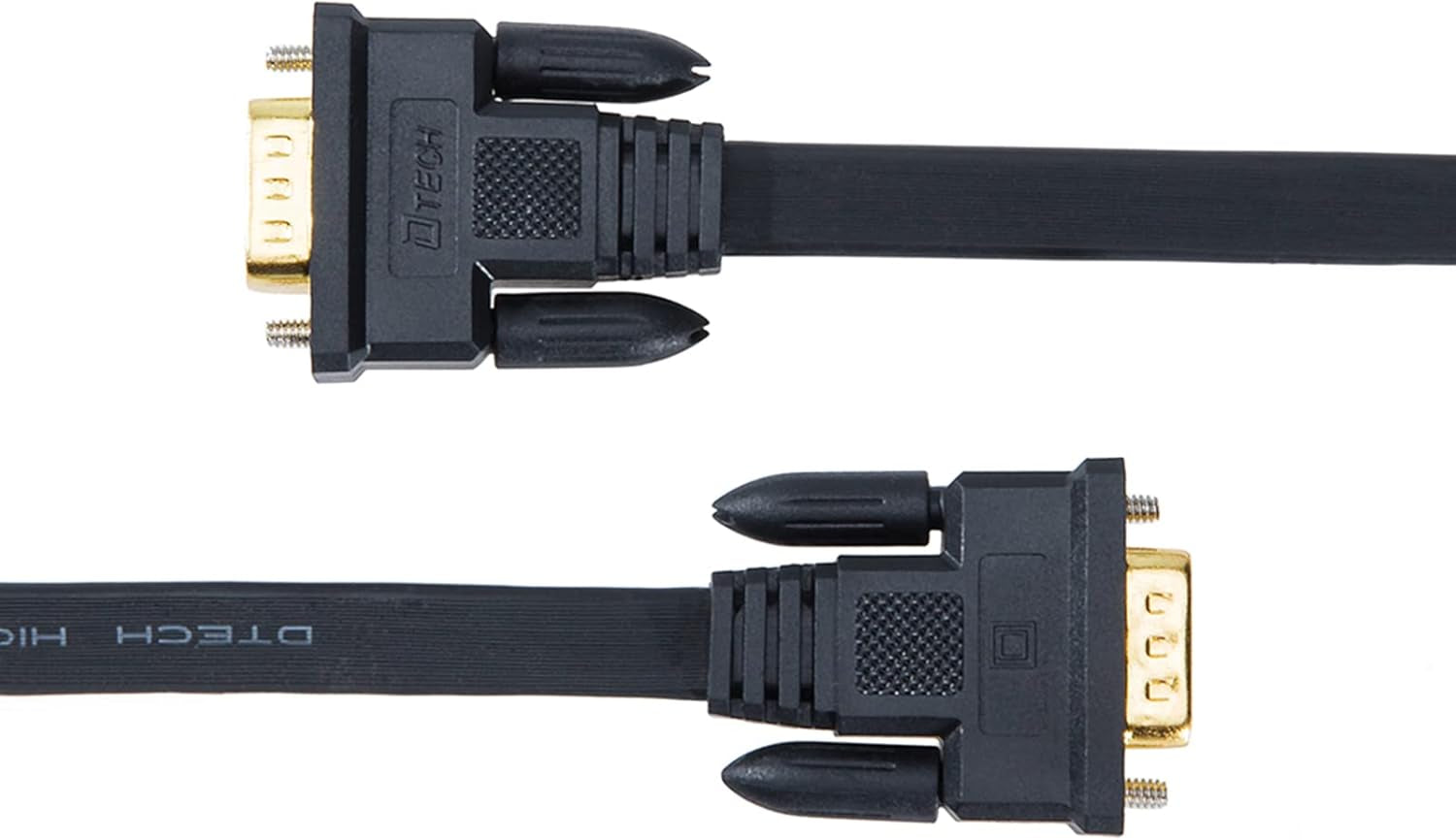 6-Foot Flat VGA Cable with Standard 15-Pin Male Connectors for Desktop Monitors (Black)