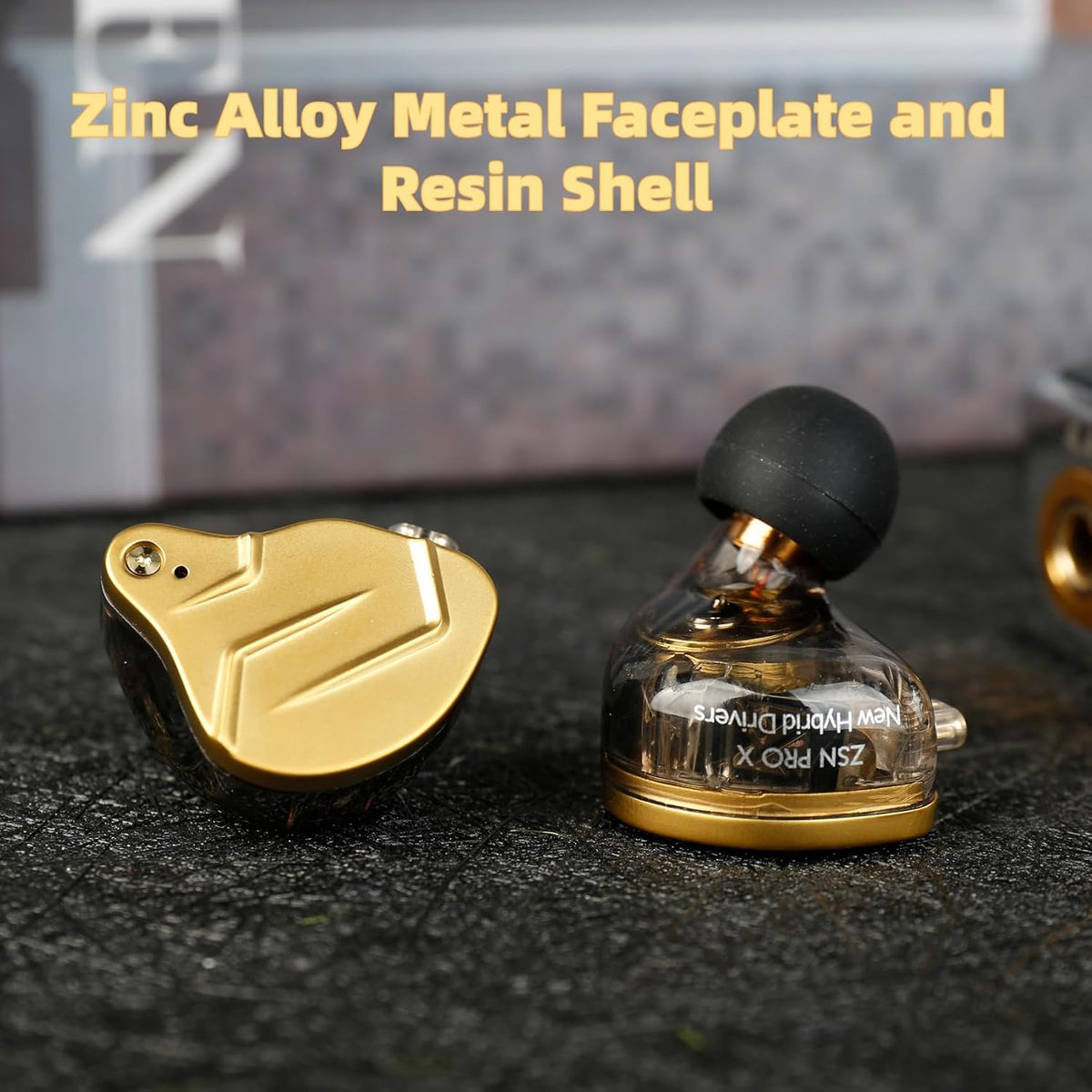 KZ ZSN PRO X High-Fidelity In-Ear Monitor Headphones with Hybrid Dual Driver, Detachable Tangle-Free Cable, Ideal for Gaming and Multimedia Use (Gold, Without Microphone)