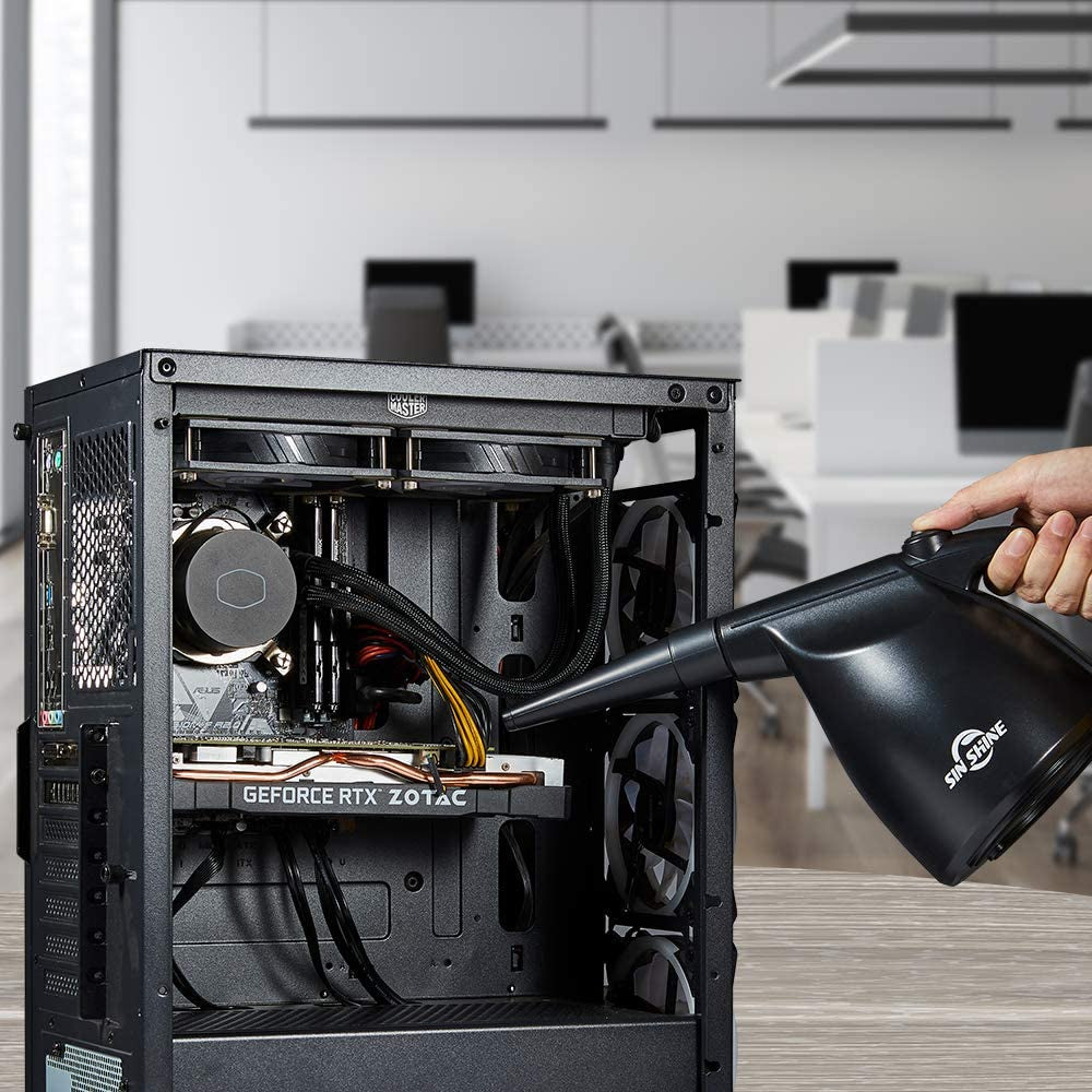 High-Performance Electric Air Duster - 110,000 RPM for Effective Cleaning of Dust, Hair, Crumbs, and Debris from Laptops and Computers, Eco-Friendly Alternative to Compressed Air Cans (Jet Black)
