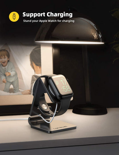 Aluminum Alloy Desk Charging Stand for Apple Watch with Magnetic Fast Charger Compatibility for iWatch SE3, SE2, Ultra 3, Series 11-6 (49/46/45/44/42/41/40/38mm)