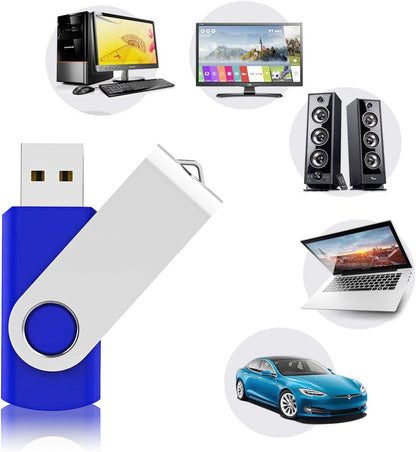 10-Pack 64GB USB 2.0 Flash Drives - Blue