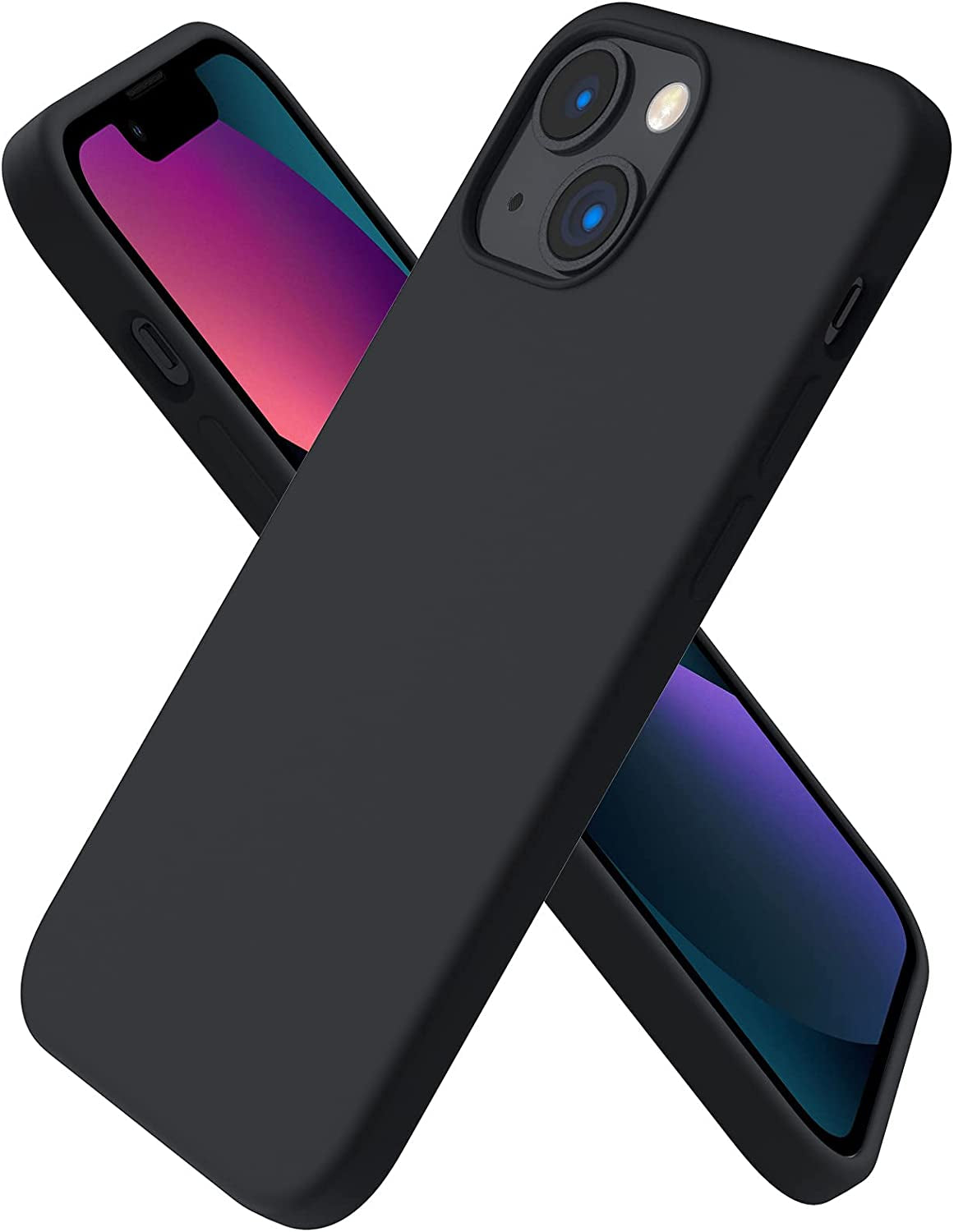 iPhone 13 Mini Liquid Silicone Case, Midnight - 4-Layer Shockproof Design with Soft Touch Finish, Raised Edges, and Microfiber Lining