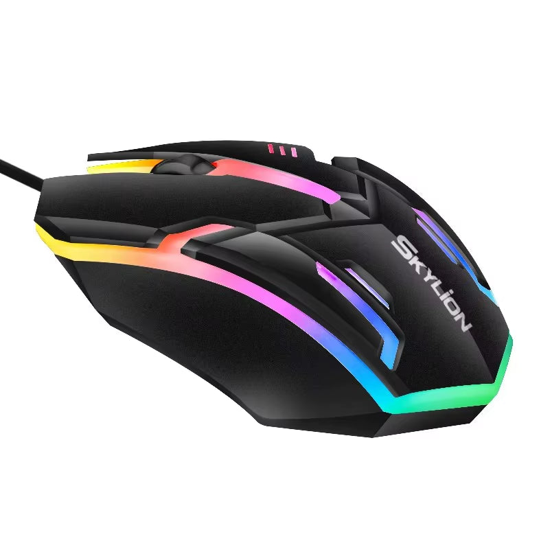 F1 Wired 3-Button Mouse with Colorful Lighting for Gaming and Office Use on Microsoft Windows and Apple iOS Systems