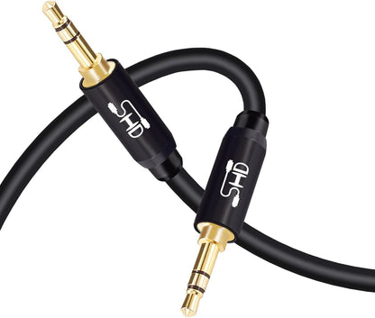 Premium 20ft 3.5mm Aux Cable for Car Audio - Dual Shielded with Gold Plated Connectors