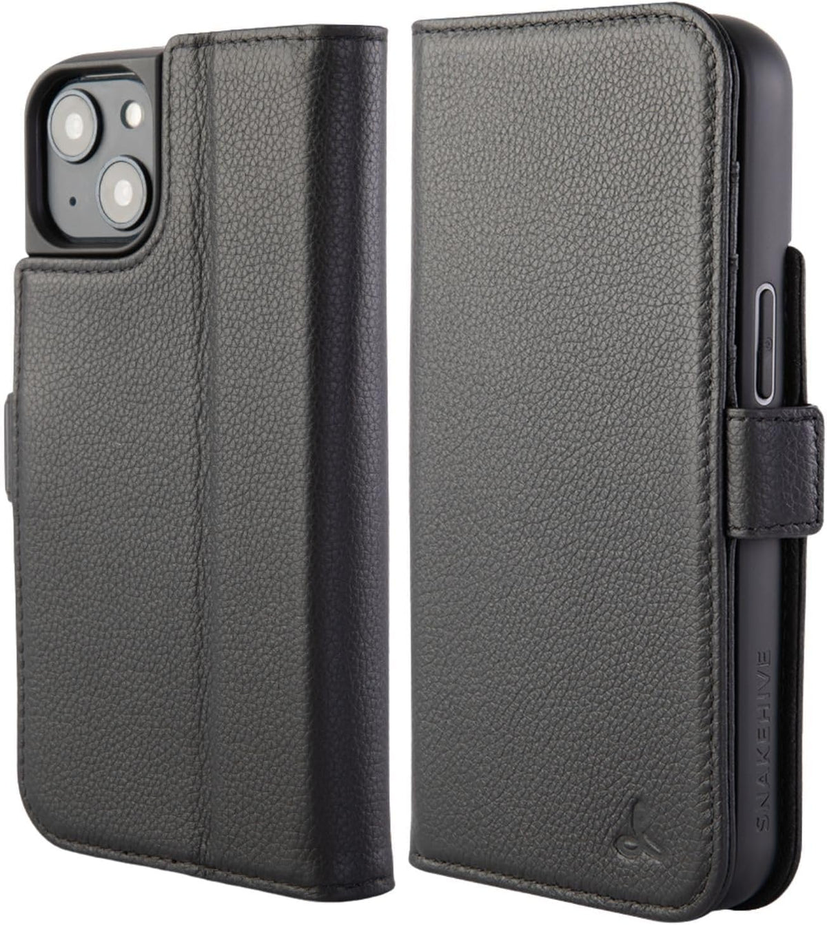 Genuine Leather Wallet Case for iPhone SE (2022/2020) – Flip Cover with Card Slots and Stand in Dappled Black