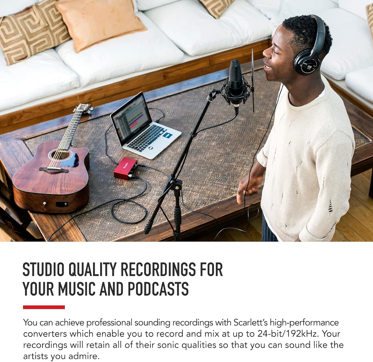 Scarlett Solo 3rd Generation USB Audio Interface for Musicians and Content Creators - Studio Quality Recording and Playback with XLR Mic Preamp, Hi-Z Instrument Input, 24-Bit/192kHz Resolution, 56dB Gain Range, Air Mode, Compatible with macOS, Windows, and iPadOS
