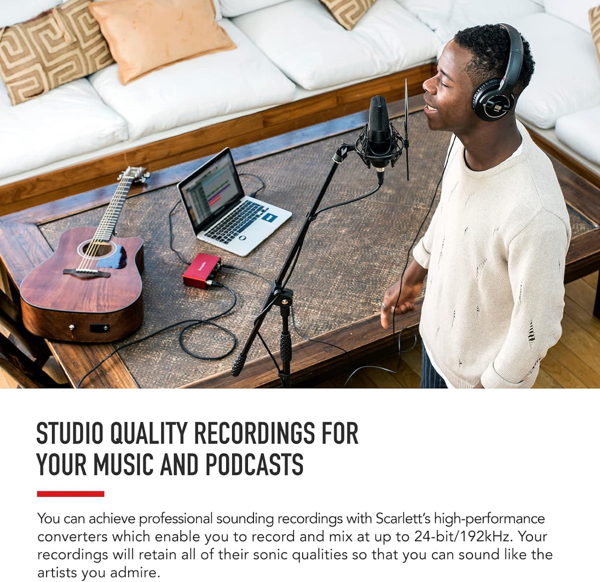 Scarlett Solo 3rd Generation USB Audio Interface for Musicians and Content Creators - Studio Quality Recording and Playback with XLR Mic Preamp, Hi-Z Instrument Input, 24-Bit/192kHz Resolution, 56dB Gain Range, Air Mode, Compatible with macOS, Windows, and iPadOS