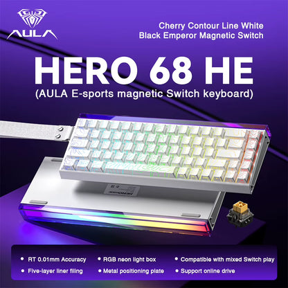 HERO 68HE Magnetic Switch Gaming Keyboard with 8K Return and RGB Lighting for Esports Professionals