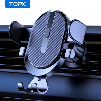 TOPK 2023 Enhanced Auto-Locking Car Phone Holder with Hook Clip for Air Vent - Compatible with iPhone and Samsung Devices