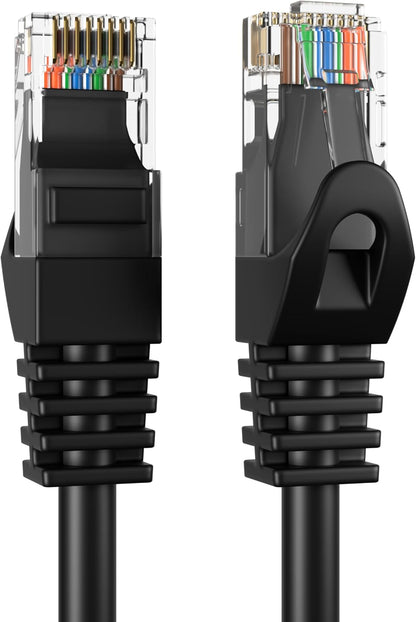 Cat6 50FT Network Ethernet Patch Cable, 550Mhz Internet Wire, Backwards Compatible with Cat5, for PC, Modem, Router, Consoles for Home and Office, Black