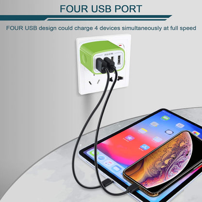 Wall Charger, USB Charger Adapter, 4.8A 4Multi Port Fast Charging Station | Power Base Block Plug Cube Brick for Iphone, Ipad, Samsung Galaxy, Moto, Google Pixel, Kindle Fire Plug Cargador Carro