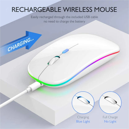 LED Wireless Rechargeable Bluetooth-Compatible RGB Ergonomic Mouse with Backlight for Laptop, PC, and iPad