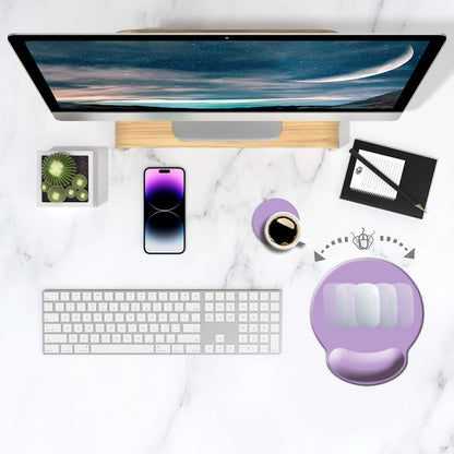 Ergonomic Mouse Pad with Wrist Support and Non-Slip Rubber Base for Enhanced Comfort in Home Office, Gaming, and Typing - Clove Purple