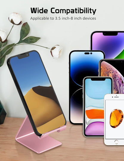 Aluminum Phone Stand for Iphone Series, Samsung, Rose Gold | Phone Holder for Desk, Hands-Free Viewing & Calls, Compatible with All Smartphones, Adding Style to Your Office & Home