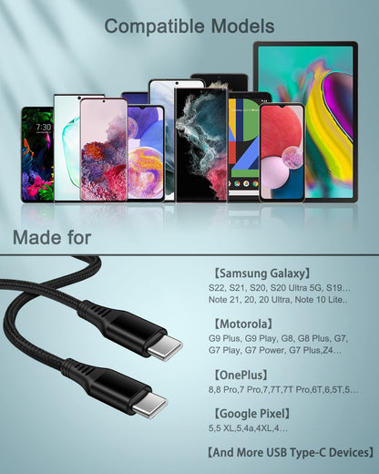 iPhone 17E USB Type-C Cable for Apple iPhone 16E/16/15 Plus/17 Pro Max | 6Ft Fast Charging Type-C to Type-C Cable for Samsung Galaxy A17/A16/A15/S25, Google Pixel 9A/10 Pro XL