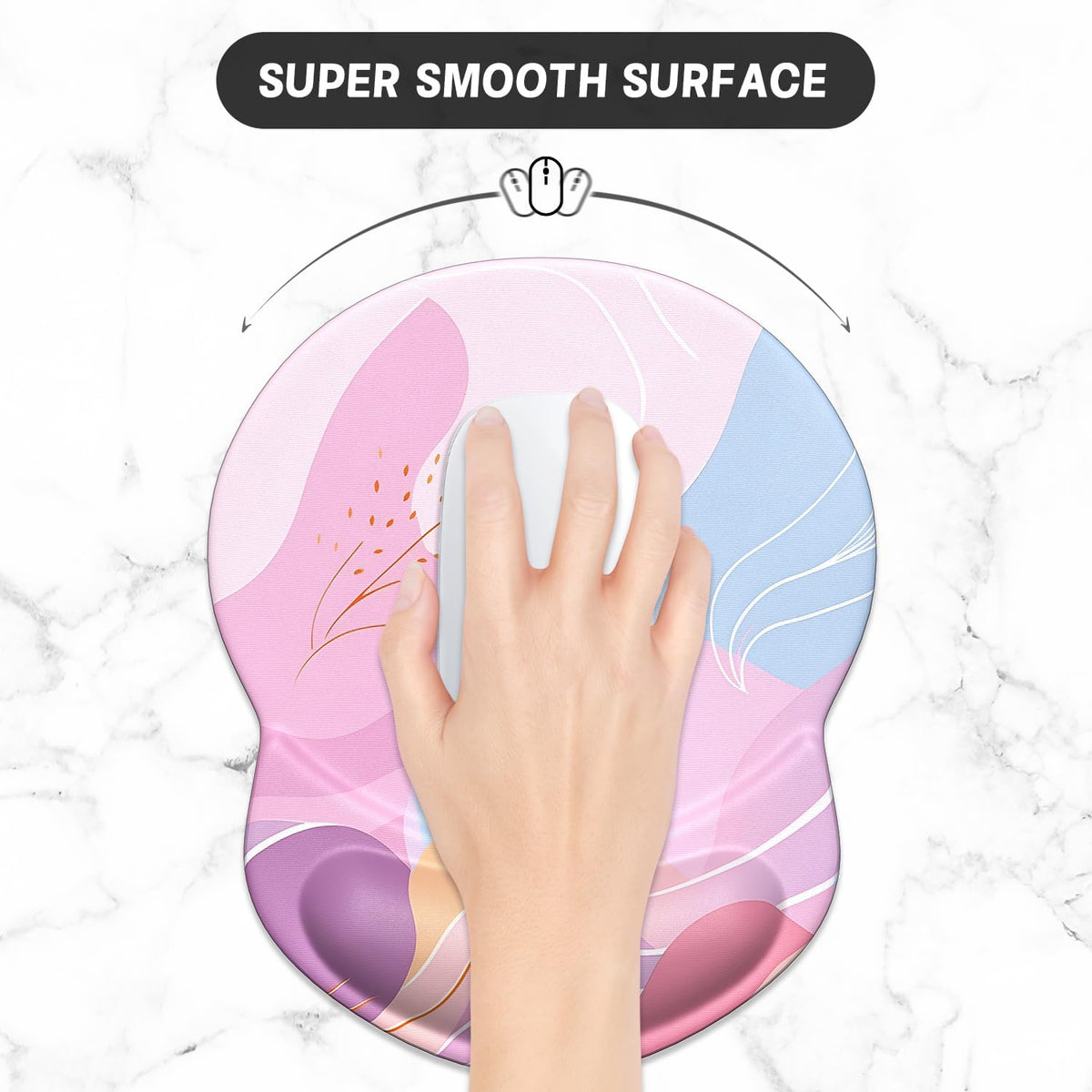 Ergonomic Mouse Pad with Gel Wrist Support Small Wrist Rest Smooth Surface Non-Slip PU Base Comfortable Office Supplies Pain Relief, 8.7 X 7.2 Inches, Art Style Pattern