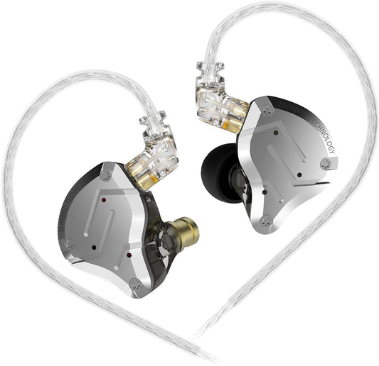 KZ ZS10 Pro In-Ear Monitors - High-Fidelity Earbuds with 4 Balanced Armature and 1 Dynamic Driver, Upgraded Detachable 0.75mm 2-Pin 6N OFC Cable (Black, No Microphone)
