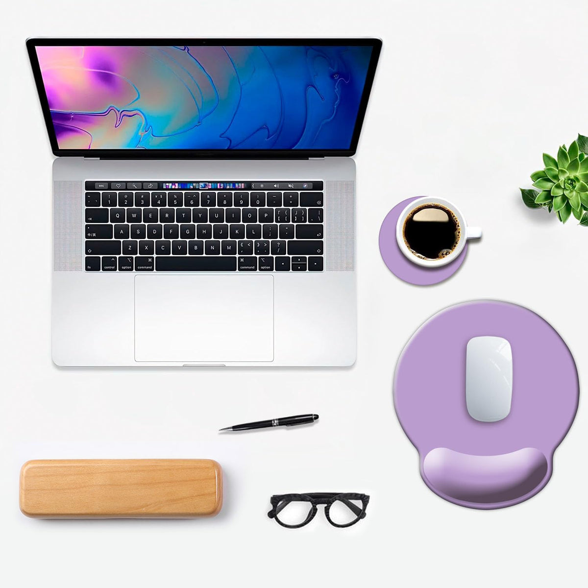 Ergonomic Mouse Pad with Wrist Support and Non-Slip Rubber Base for Enhanced Comfort in Home Office, Gaming, and Typing - Clove Purple