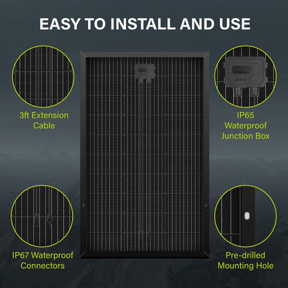 100W Monocrystalline Solar Panel - High Efficiency 12V Module for RV, Marine, and Off-Grid Applications
