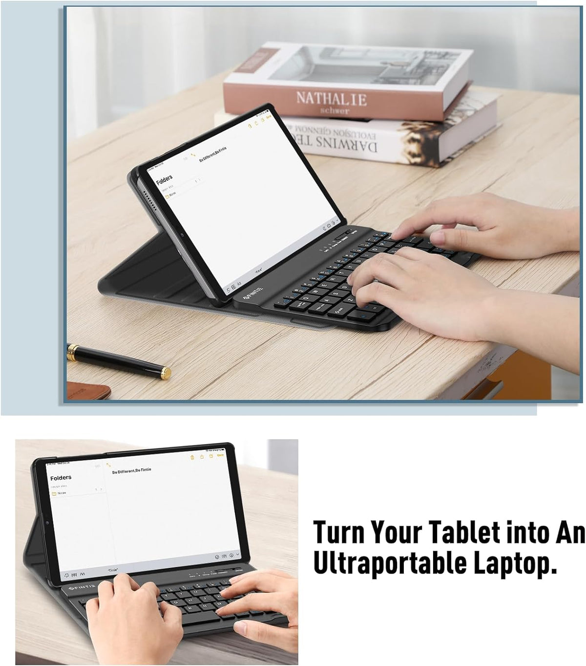 Keyboard Case for Samsung Galaxy Tab A7 Lite 8.7 Inch 2021, Black | Model SM-T220/T225/T227, Slim Lightweight Stand Cover, Magnetically Detachable, Wireless Bluetooth Keyboard
