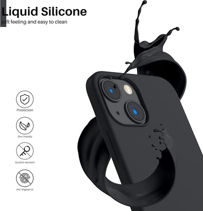 iPhone 13 Mini Liquid Silicone Case, Midnight - 4-Layer Shockproof Design with Soft Touch Finish, Raised Edges, and Microfiber Lining