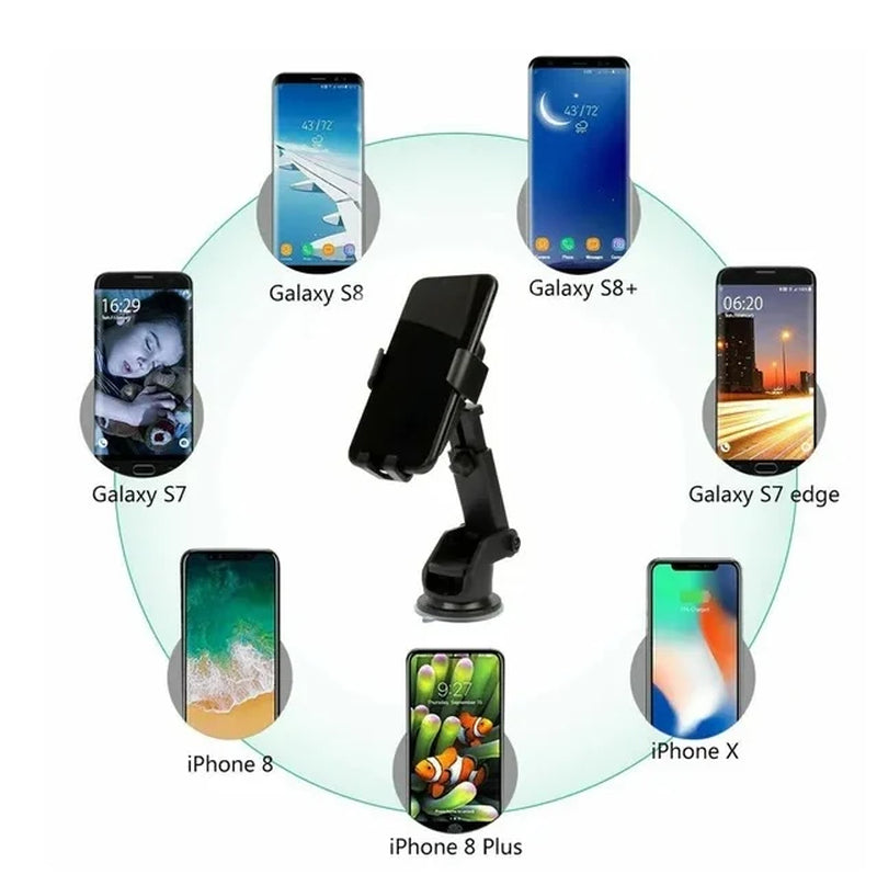 Qi Wireless Fast Charging Car Mount and Holder for Mobile Devices - 2-in-1 Design