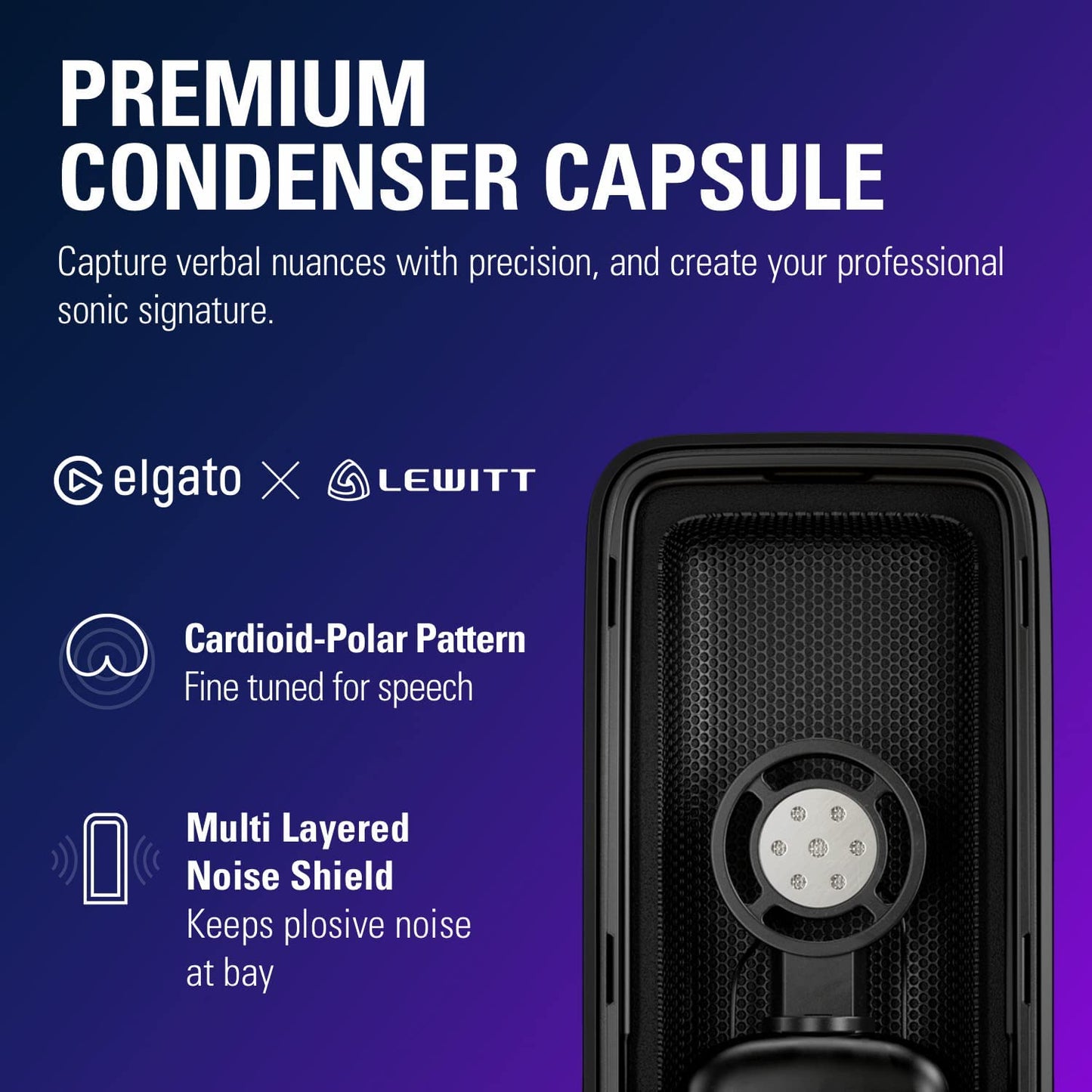 Wave:3 USB Condenser Microphone for Streaming - Cardioid Capsule, 24-Bit/96kHz Audio, Anti-Distortion Clipguard, Complimentary Mixer Software, Plug and Play for Mac and PC