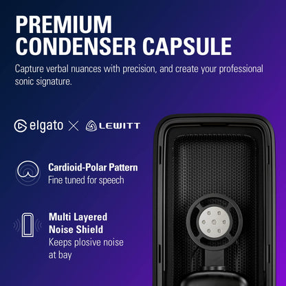 Wave:3 USB Condenser Microphone for Streaming - Cardioid Capsule, 24-Bit/96kHz Audio, Anti-Distortion Clipguard, Complimentary Mixer Software, Plug and Play for Mac and PC