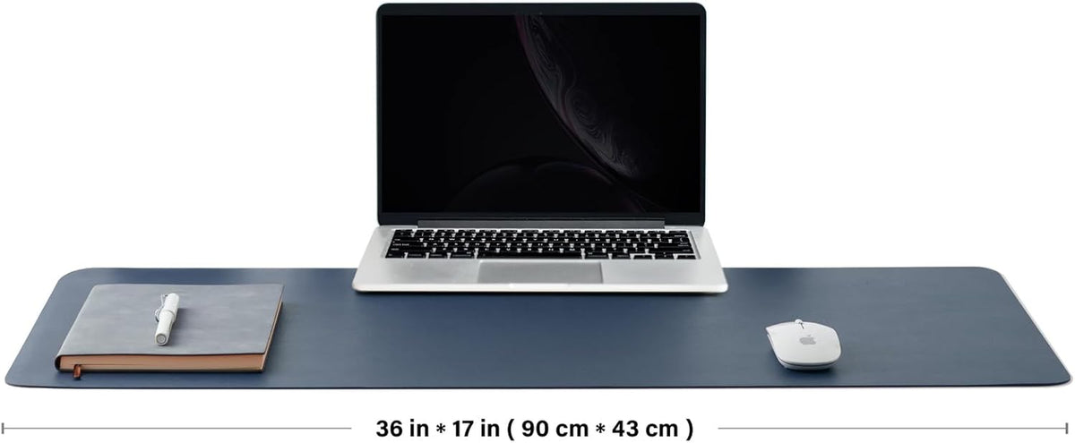 Cork Desk Mat - Reversible Desk Pad for Home and Office - Desk Organization Solution - Large Mouse Pad and Surface Protector (Dark Blue, 90cm x 43cm)