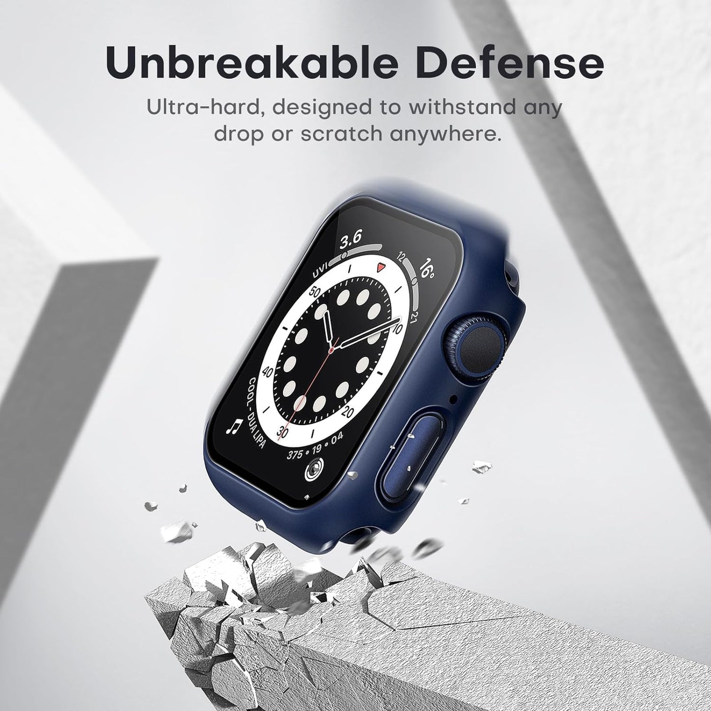 2-Pack Hard Case for Apple Watch SE/Series 6/5/4 (40mm) with PC Tempered Glass Screen Protector, Scratch-Resistant Slim Cover, Blue