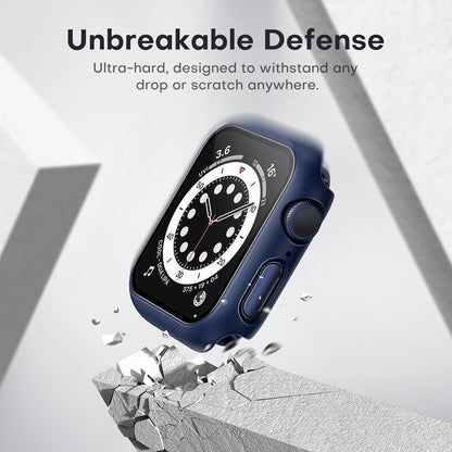 2-Pack Hard Case for Apple Watch SE/Series 6/5/4 (40mm) with PC Tempered Glass Screen Protector, Scratch-Resistant Slim Cover, Blue