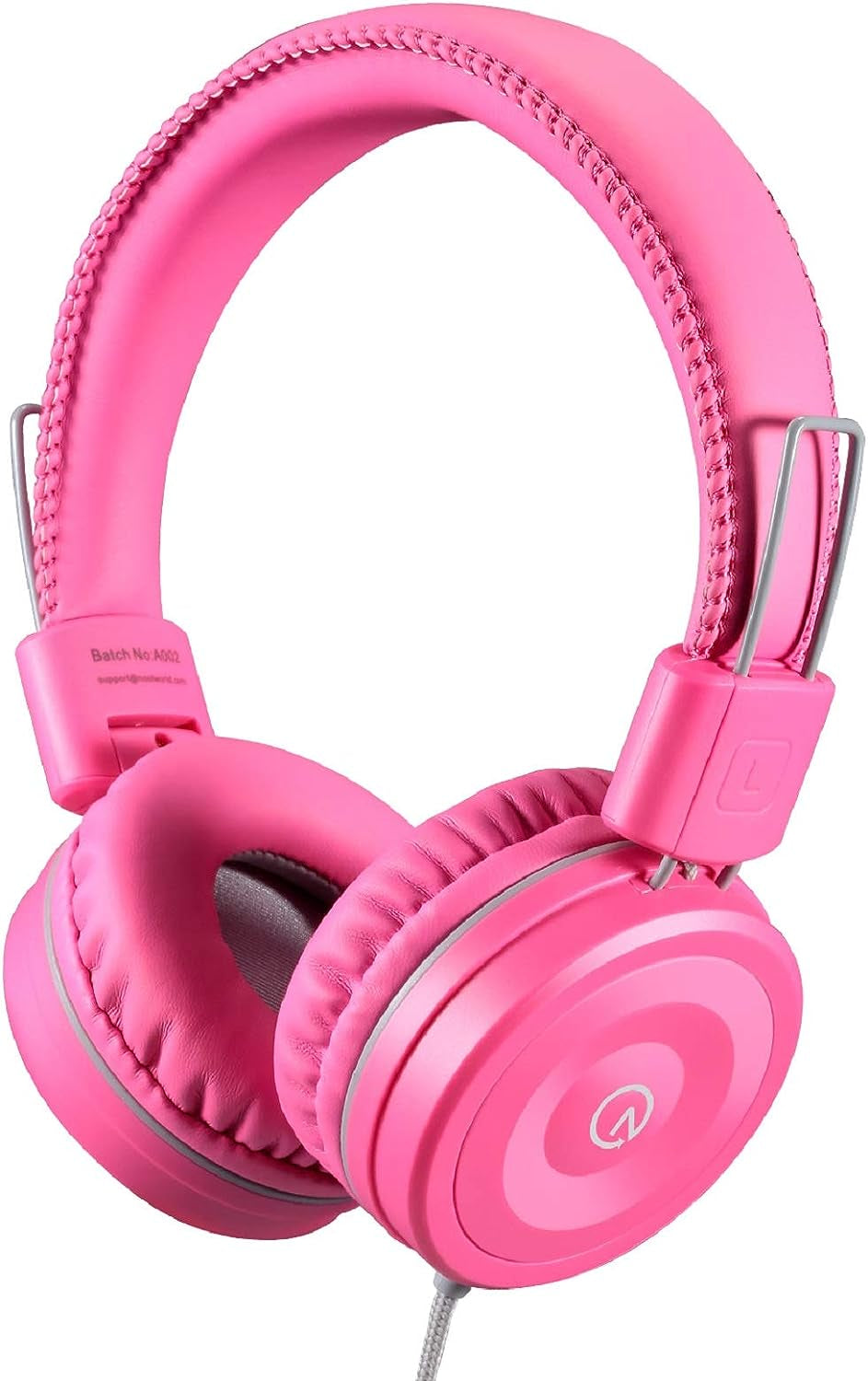 K22 Foldable Wired Kids Headphones with 3.5mm Jack, Flamingo Pink | Stereo On-Ear Headset with 5ft Tangle-Free Cord for Children, Compatible with iPad, School, Kindle, and Travel