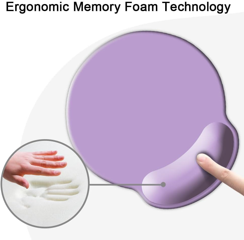 Ergonomic Mouse Pad with Wrist Support and Non-Slip Rubber Base for Enhanced Comfort in Home Office, Gaming, and Typing - Clove Purple