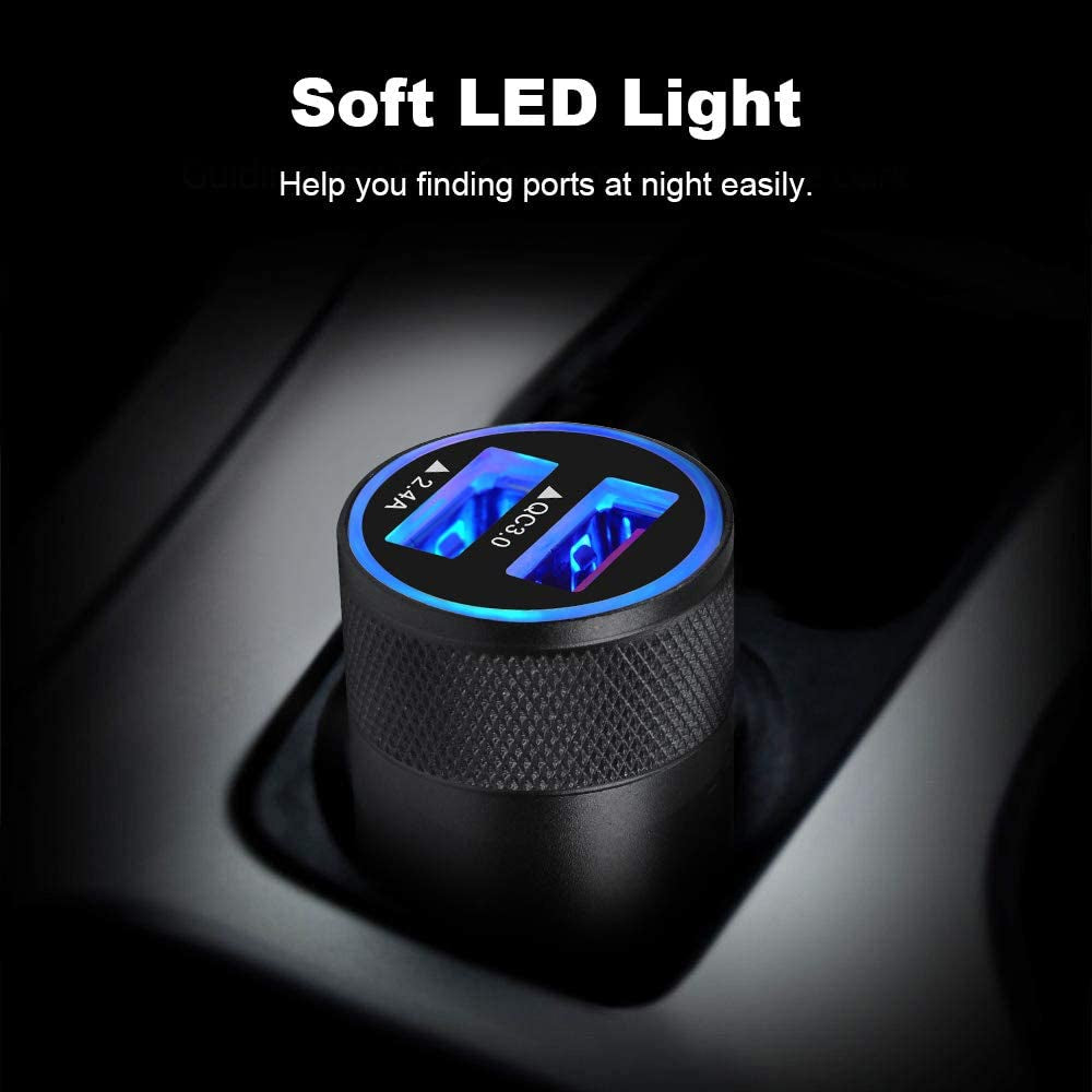 Dual-Port 30W USB Car Charger with Quick Charge 5.4A – Compatible with Samsung, iPhone, iPad, LG, and More