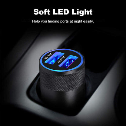 Dual-Port 30W USB Car Charger with Quick Charge 5.4A – Compatible with Samsung, iPhone, iPad, LG, and More