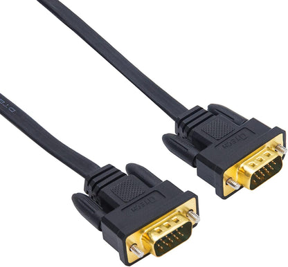 6-Foot Flat VGA Cable with Standard 15-Pin Male Connectors for Desktop Monitors (Black)
