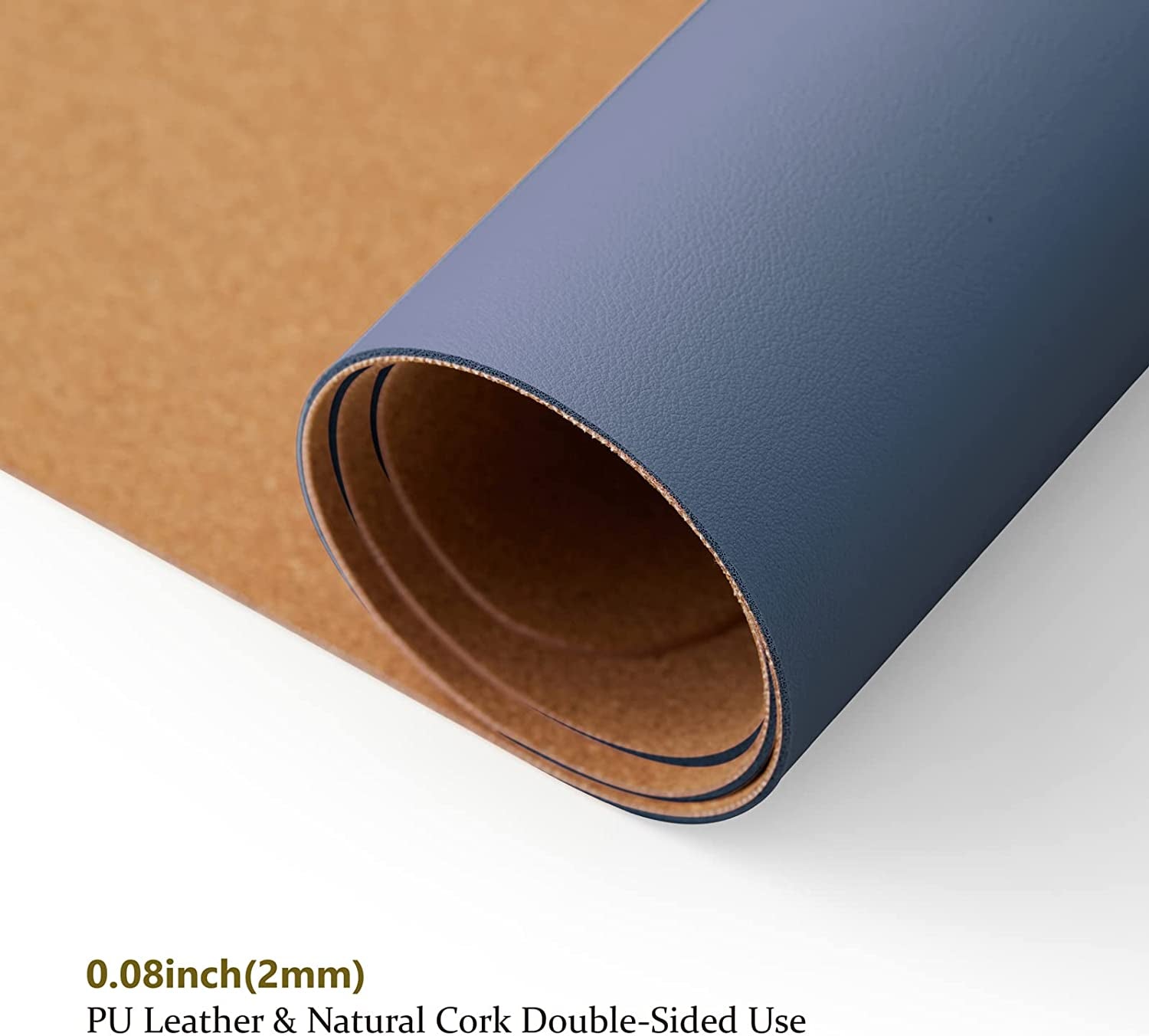 Cork Desk Mat - Reversible Desk Pad for Home and Office - Desk Organization Solution - Large Mouse Pad and Surface Protector (Dark Blue, 90cm x 43cm)