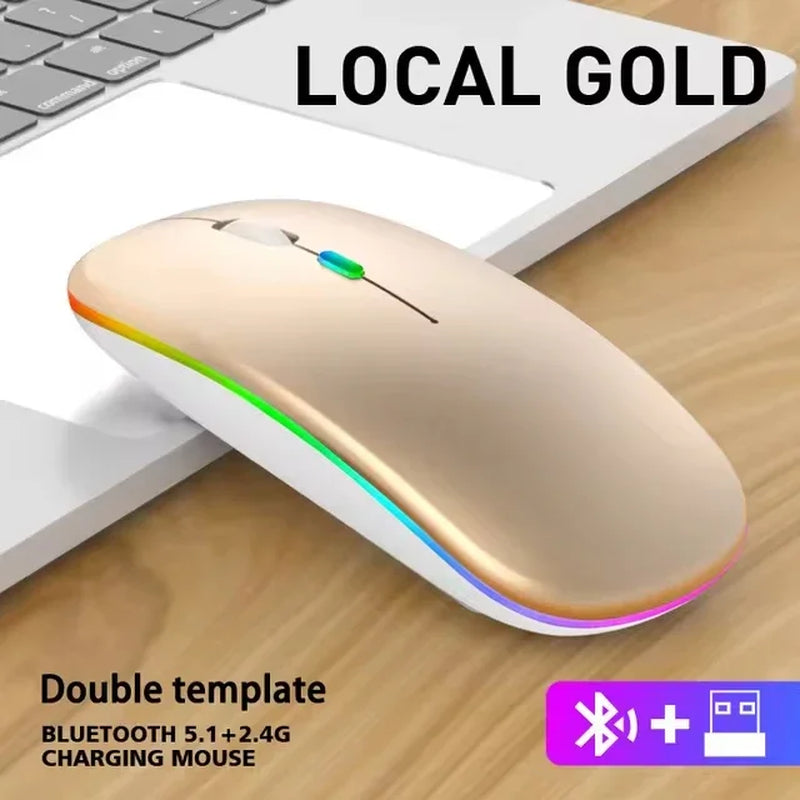 LED Wireless Rechargeable Bluetooth-Compatible RGB Ergonomic Mouse with Backlight for Laptop, PC, and iPad