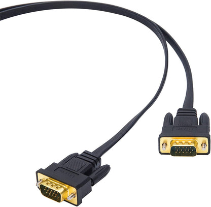 50-Foot VGA to VGA Cable - Thin Flat 15-Pin Male to Male SVGA Monitor Cord (Black)