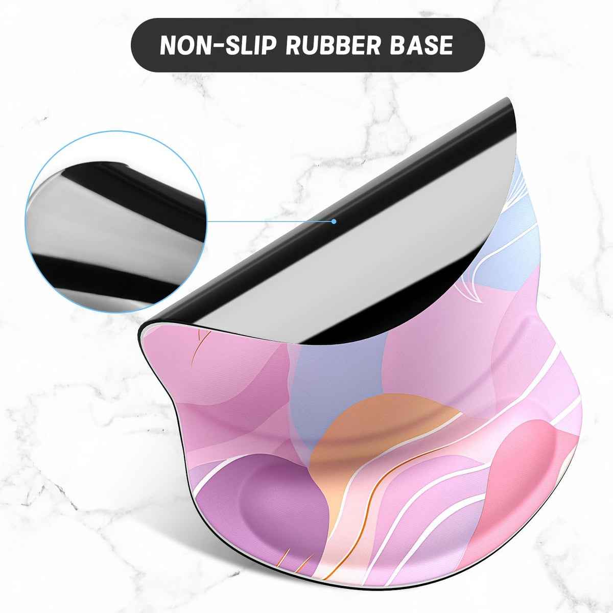 Ergonomic Mouse Pad with Gel Wrist Support Small Wrist Rest Smooth Surface Non-Slip PU Base Comfortable Office Supplies Pain Relief, 8.7 X 7.2 Inches, Art Style Pattern