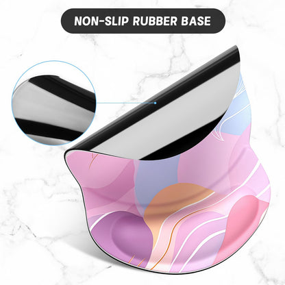 Ergonomic Mouse Pad with Gel Wrist Support Small Wrist Rest Smooth Surface Non-Slip PU Base Comfortable Office Supplies Pain Relief, 8.7 X 7.2 Inches, Art Style Pattern